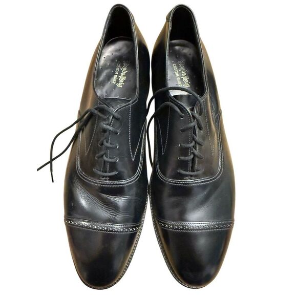 Lloyd & Haig Men's Custom Built Black Leather Cap Toe Oxford Dress Shoes Sz 7.5